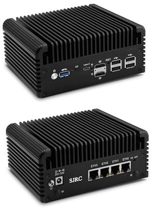 SJRC Fanless Firewall Mini PC J6413, 4x i226-V 2.5GbE LAN, OPNsense Micro Router Hardware Appliance, Barebone NO RAM/SSD/OS, AES-NI, 2x HD + Type-C, TF Card, SATA 3.0