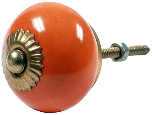 GURU SHOP Keramik Möbelknopf, Möbelknauf Möbelgriff, Schranktürknöpfe, Möbelknöpfe, Schubladengriff - Modell 10, Orange, 3,5x3,5x4 cm, Möbelknöpfe