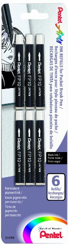Pentel Ink Pocket Brush Pen Refills 6 kg Black