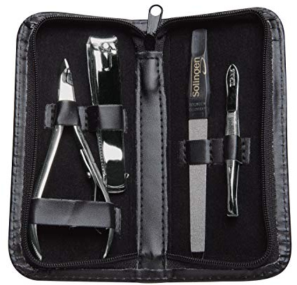 Titania 141 B Manicure Set, Black, Pu, 4 Pcs., in Double Blister for Adults, Ideal for Everyday use, Black