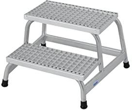 Krause Montagetritt Trittleiter mit Gitterroststufen,(Alu), Arbeitshöhe bis 2,4 m, Stufen 2, 9,5 kg