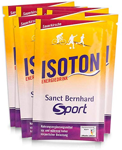 Sanct Bernhard Sport Isoton-Energiedrink Sauerkirsche | 396 g | Elektrolyt-Getränkepulver mit kurz- & mittelkettigen Kohlenhydraten | Laktose- & glutenfrei | Vegan | Deutsche Produktion & laborgeprüft