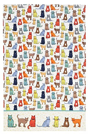 Ulster Weavers Catwalk Tea Towel, 100% Cotton - With Cute Multicoloured Cat Animal Hand Drawn Design - Kitchen and Cooking Gifts for Bakers & Chefs - Homeware & Kitchenware Range