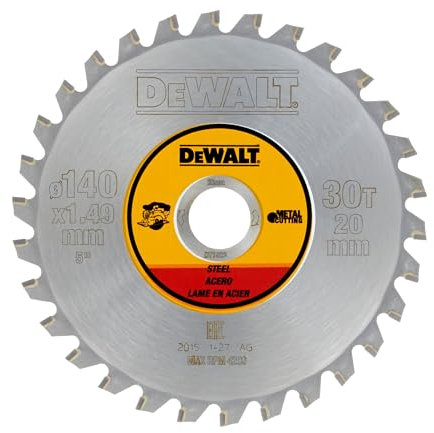 Dewalt DT1923-QZ DT1923-QZ-Hoja Sierra Circular sin Cable 140x20mm 30D para Acero, Silver