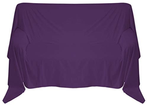 Nurtextil24 Sofaüberwurf 240x250 cm Überwurf 100% Baumwolle Lila | Couch- und Sesselüberwurf – angenehm leichter und dünner Renforcé-Stoff, atmungsaktiv und waschbar – viele Farben und Größen
