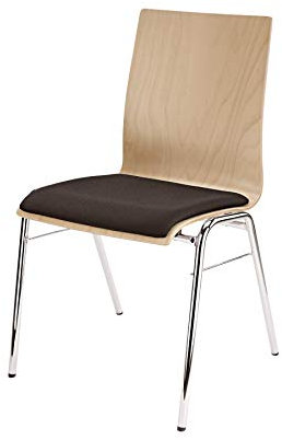 K&M 13410 Stapelstuhl Natur – Buche, Stahl, Chrom – Leichter Orchesterstuhl – Robuster Mehrzweck-Stuhl mit Sitzpolster