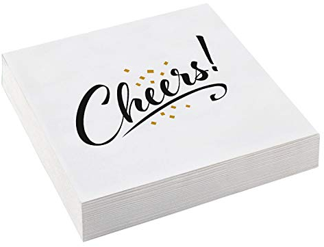 Amscan 9903730 - Servietten Cheers Golden Wishes, 20 Stück, 33 x 33 cm, Tisch-Dekoration, Party-Geschirr, Geburtstag, Motto-Party
