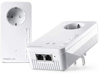 devolo WiFi Powerline Adapter, Magic 1 WiFi Starter Kit -hasta 1.200 Mbps, WiFi en malla, toma WiFi Powerlan, 2x conexión LAN, dLAN 2.0, blanco