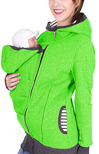 Zalock 3 in 1 Tragejacke Umstandsjacke für Mama und Baby Winter Freizeitjacke Babytrage Umstandsjacke Baumwolle K?nguru Softshell Umstandsmode Fleecejacke mit Kapuze