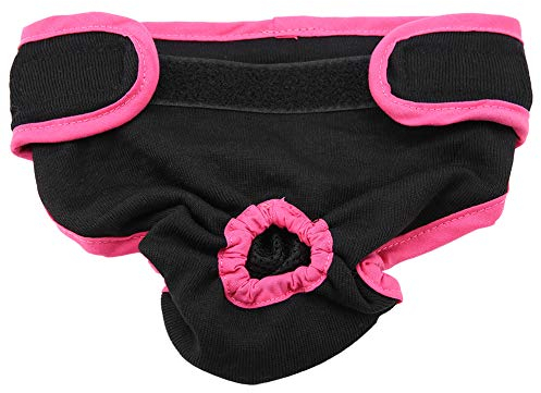 Hundewindeln für Hündinnen, Waschbar Schutzhose Hundewindeln Robuste und Wiederverwendbare Hund Hygieneunterhose aus Baumwolle mit Magictape für Weibliche Haustiere Hunde Welpen(schwarz L)