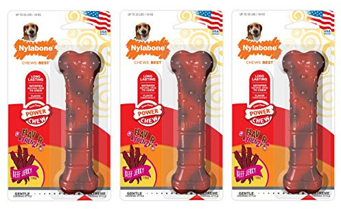 Nylabone (3 Pack) Power Chew Textured Beef Jerky Flavor Wolf Bone for Dogs