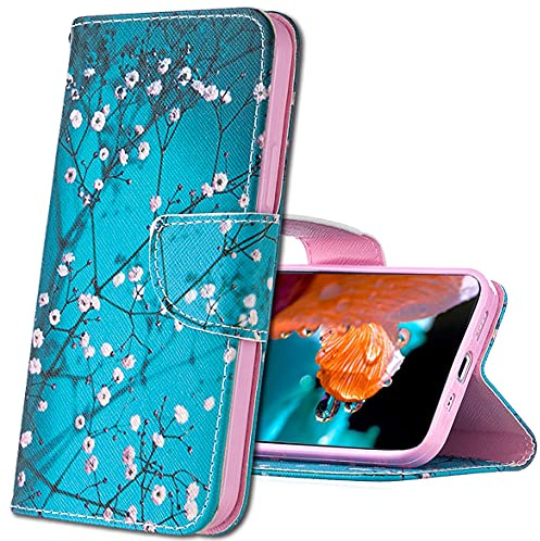 MRSTER Huawei Y6 2019 Phone Case Durable Lightweight PU Leather Wallet Phone Case Flip Folio Shockproof Shell Slim Fit Protective Cover for Huawei Y6 2019. BF Apricot Tree