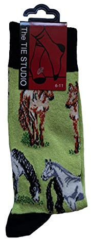 Tie Studio Horses Unisex Novelty Green Ankle Socks Adult Size 6-11