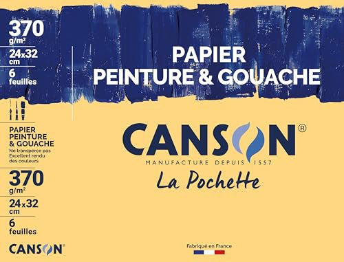 CANSON - Pochette 6 feuilles papier peinture et gouache 24x32cm - 370g/m²