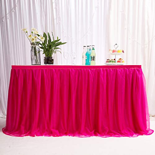 3ft / 91cm Rot Tischrock, romantische Tüll Schreibtisch Gaze, Tischdekoration, Schneeflocke Wonderland Tutu Tischdecke, für Babyparty,Hochzeit,Geburtstag,Party,Bar,Valentinstag Weihnachten