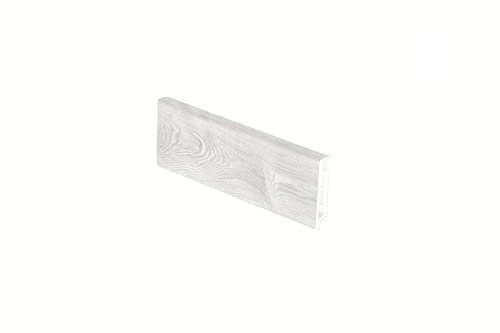 Battiscopa PVC Impermeabile, Grigio Effetto Legno, H 70 x L 2500 mm, 5 Pz Tot. 12.5m, Rovere Neve