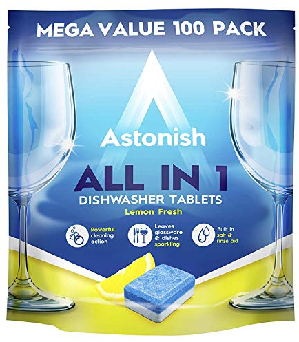 Astonish All in One Dishwasher Tablets 2x100 Tablets | With Build in Rinse Aid and Salt Action | Pack of 2