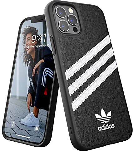 adidas Phone Case Designed for iPhone 12 Case, iPhone 12 Pro Case, 6.1 Inches, Drop Tested Cases, Shockproof Raised Edges, Originals Moulded PU Protective Cover, Black and White