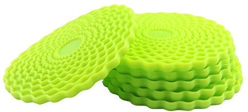 Stone & Thyme Lot de 6 dessous de verre en silicone antidérapant, résistant à la chaleur et facile à nettoyer. Accessoires décoratifs colorés pour la maison qui protègent toutes les surfaces. (Vert)
