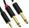Cable de audio de 3,5 mm a doble 6,35 mm, TRS estéreo macho a doble adaptador de cable divisor en Y mono macho TS de 0,63 cm, para sistema estéreo del hogar,amplificador, mezclador, MP3, etc. (3m)