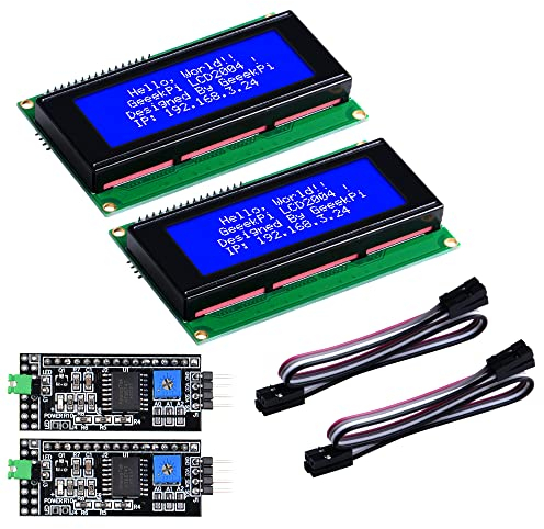 GeeekPi 2Pack IIC/I2C 2004 20x4 Character LCD Module Display Blue Backlight, Support I2C Protocol, LCD 2004 Module Shield für Arduino UNO Raspberry Pi