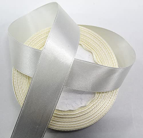 CaPiSo 22m Satinband 25mm Breite 2,5cm Schleifenband Geschenkband Dekoband Weihnachten Hochzeit (Creme, 22m)