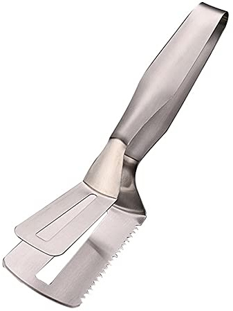 ARFUKA Spatula Tongs, Stainless Steel Barbecue Turners, Steak Champs, Kitchen Tongs BBQ Tongs Grill Tong With Tooth for Steak Fish Bread Pizza Pies BBQ Meats Silver
