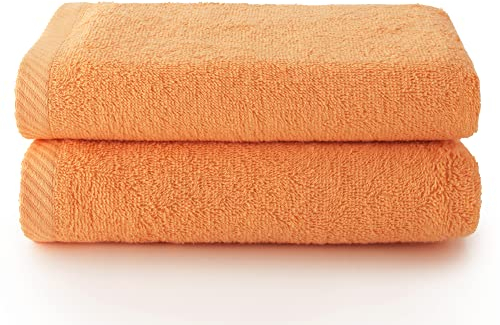 Top Towel - Plus - Lot de 2 Serviettes de Toilette - Serviettes de Bain - 100% Coton - 400 g/m² - Dimensions 100 x 50 cm - Papaye