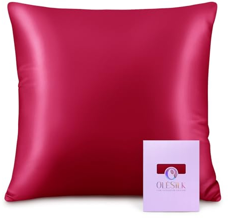 OLESILK Seide Kissenbezug Kissenhülle Haar- und Hautpflege mit Reißverschluss 16 Momme 1 Stück Weinrot 80x80cm