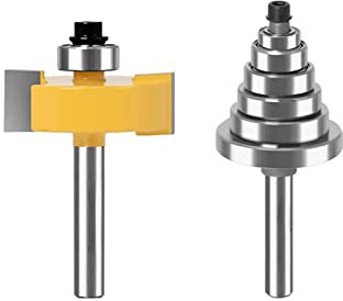 TOWOLYS 1/4 Shank Rabbet Router Bit Set with 6 Bearings 1/8, 1/4, 5/16, 3/8, 7/16 and 1/2