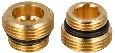 tecuro Reduziernippel für Hahnblock 1/2 Zoll AG x 3/4 Zoll AG, selbstdichtend, 2er Set aus Messing, Übergangsnippel