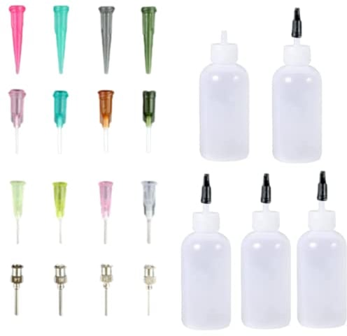 GOWEILE 21 Pcs Precision Tip Applicator Bottle 30ml Multi Purpose DIY Ultra Fine Needle Tip Glue Applicator Squeeze Bottles Acrylic Painting, Small Glued Project