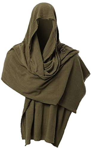 GRACEART, Cappa con spilla in stile medievale, per costume da mago o stregone, Verde militare, 230cm X 130cm