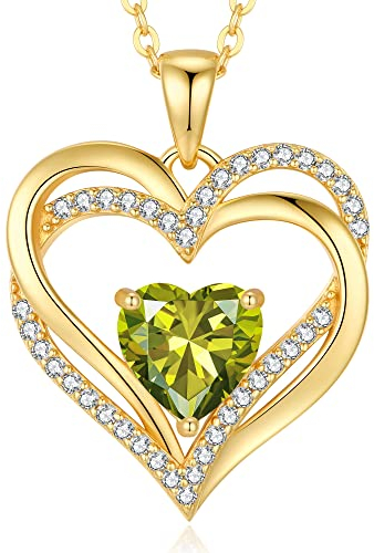 CDE Kette Damen Herzkette 925 Sterling Silber Geburtsstein Halsketten Schmuck Herz Anhänger Weihnachten Valentinstag Muttertags Geschenk Hochzeit Jubiläum Geburtstag Frau Freundin Mama