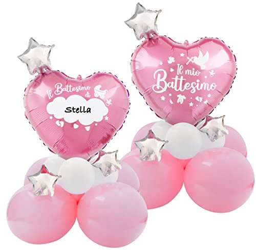 Centrotavolo Battesimo Bambina Palloncini Scritta Il Mio Battesimo Rosa Doppia Faccia Scrivibile Decorazione Tavolo Festa Bomboniere Confetti Nascita Battesimo Baby Shower