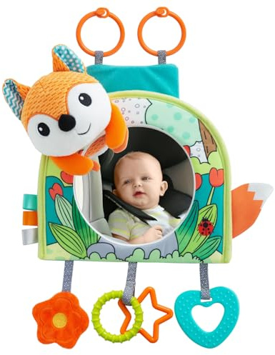 Lynncare Car Seat Toy, Baby Car Mirror Toy for Rear Facing, Travel Baby Activity Center with Hanging Engaging Toys for Infants Babies 0-6-12-18 Months Boy Girl