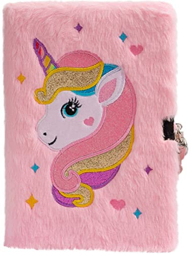 STOBOK Plush Cover Diary with Lock Unicorn Locking Journal Portable Notebook Diary Writing Lock Notebook for Travel Writing Meeting