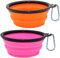 Gamelle pliable pour chien, gamelle d'eau pliable pour chats et chiens, gamelle d'arrosage portable avec mousqueton (taille L, 1 000 ml), rose + orange)