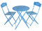PALAZZO INT Gartenmöbel Set „Miami Beach“ 3-teilig – Eisen Balkonset in Blau – Nostalgische Sitzgruppe mit Tisch Ø 60 cm & 2 Klappstühlen – Antikstil für Garten Terrasse Küche