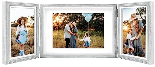 AVEAX Bilderrahmen für Mehrere Bilder – 3 Bilderrahmen Collage für 10x15 cm und 13x18 cm Fotos, Grau