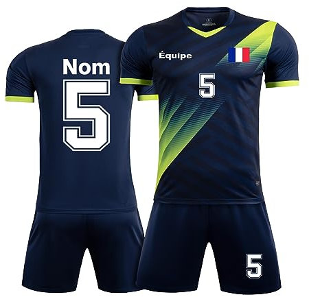 Maillot de Foot Enfant Homme Personnalisé Maillot Equipe de Football Enfant Homme avec Le Numéro du Nom