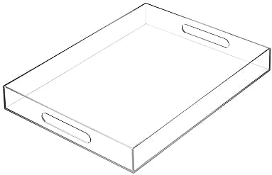 BEYLANG Transparentes stabiles Acryl-Serviertablett mit Griffen, 25,4 x 38,1 cm, für Kaffee, Vorspeise, Frühstück, Butler-Küche, Arbeitsplatte, Make-up, Schublade, Organizer, Schminktisch,