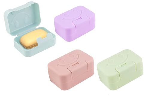 4 Pack Porte-Savon Portable Avec Couvercle, Boîte de Voyage Avec 2 Sacs, Pour Camping, Salle de Bain, Voyages et Activités de Plein Air (4 Couleurs)