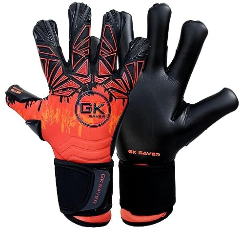 GK Saver Fußball-Torwarthandschuhe – Bravo-Serie | Professionelle Fußball-Torwarthandschuhe mit Rutschfester Handfläche und abnehmbaren Savefingers | Größen 6-11 (Bravo F1 Fire, Size 11)