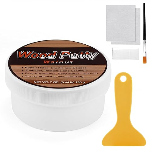 DEWEL Stucco per Legno, con Spatola, Stucco per Legno Riempitivo, per Riempire Buchi di Chiodi, Depressioni e Fessure, 200g, Coloro:Legno di Noce