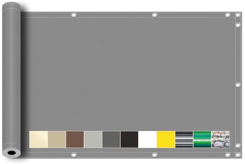 Copri Ringhiera Balcone 90x350cm, Telo Frangi-Vista per Balcone Impermeabile,Anti-UV Telo Ombreggiante Facile da Installare per Balcone e Terrazza - Grigio