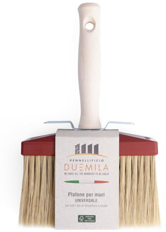 PENNELLIFICIO 2000 | Pinceau de Plafond Professionnel pour Peintres et Peintres, avec poignée en Bois, Pinceau Peinture, pour peintures murales, 5 x 15 cm - Fabriqué en Italie