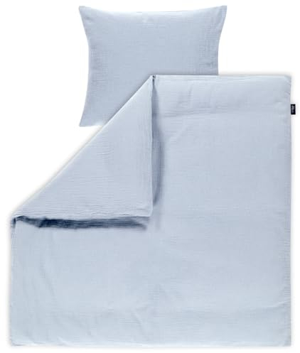 Alvi Bettwäsche Mull für Wiege/Stubenwagen mit Knopf Sky Way hellblau 80x80 cm | 401161011