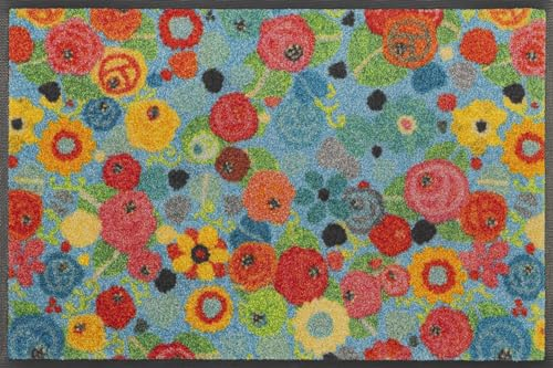 wash+dry Fußmatte, Flower Power 40x60cm, innen und außen, waschbar, bunt