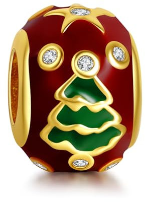 Rimgoris 925 Charm in argento sterling per bracciali da donna collana Rosso albero di Natale distanziatore Charms donne Bracciale Charms